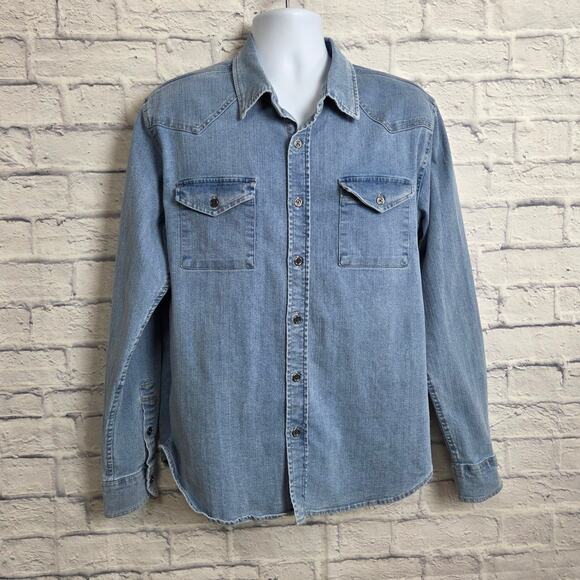 FRYE Shirt Mens Size Medium Denim Long Sleeve Button Down - Picture 1 of 11